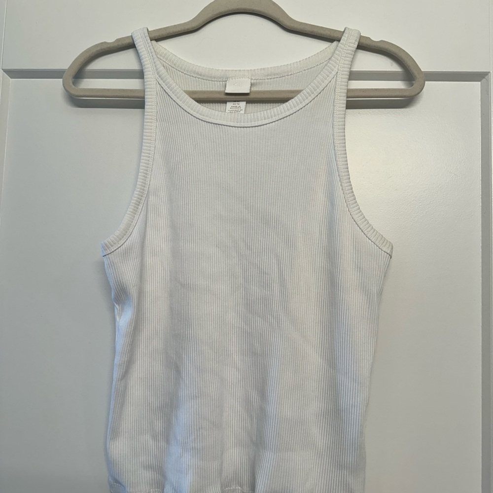White Ribbed Tank Top